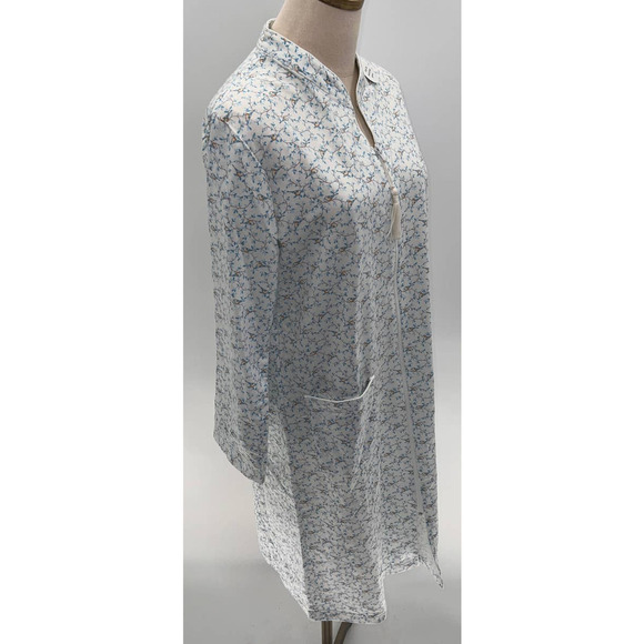 Miss Elaine White with Print Zip Up Night Gown NWT- S - Picture 11 of 12